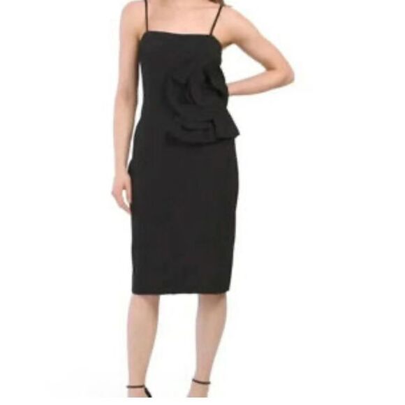 Betsy & Adam Women's Short spandex flower trim Dress Size 4 - Picture 1 of 11